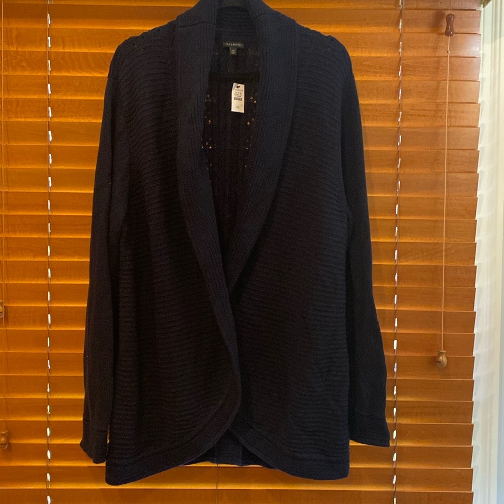 Talbots Cotton blend soft and stylish Navy Cardigan size XL (c)